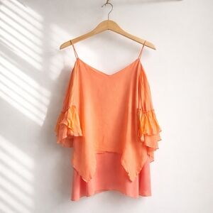 Alice & Oluvia Coral Off-Shoulder Ruffle Sleeve Tank Size S